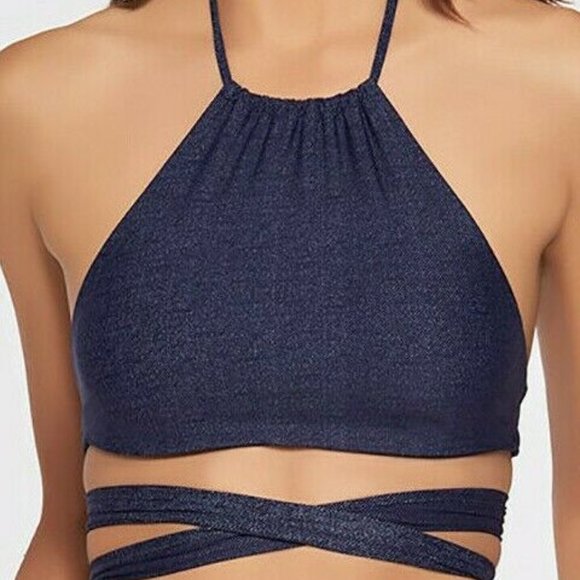 ***Sale*** NWT L SPACE Lizzie HALTER "Denim" Wrap BIKINI XS - Picture 1 of 4